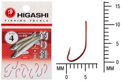 Крючок Higashi Akitakitsune ringed №4 Red (10 шт)