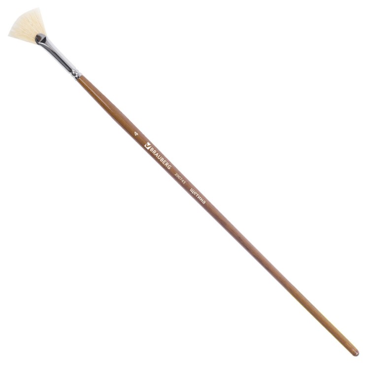 Кисть художественная Brauberg Art Classic щетина, веерная, № 4, длинная ручка 200743