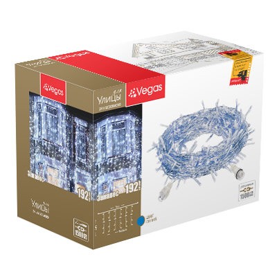 Уличная светодиодная гирлянда (синий свет) Vegas Занавес 192 LED, 6 нитей, 1х4 м, 24V 55026