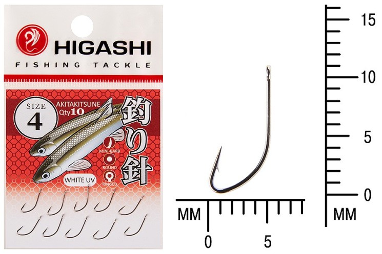 Крючок Higashi Akitakitsune ringed №4 White UV (10 шт)