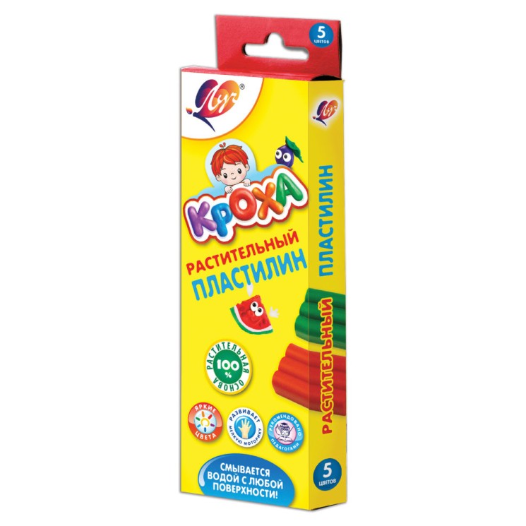 Пластилин растительный Луч 5 цветов 80 г 26С 1557-08