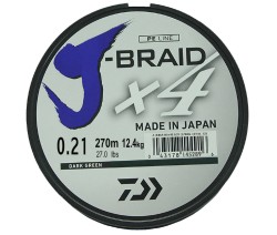 Леска плетеная Daiwa J-Braid X4 270м 0,21мм зеленая