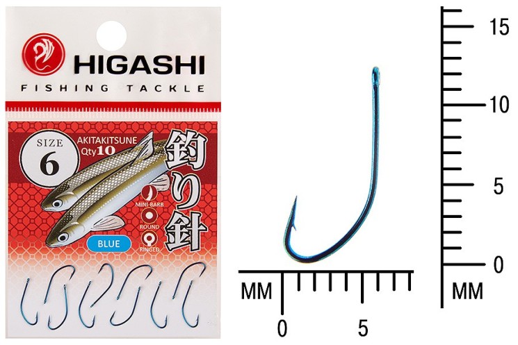 Крючок Higashi Akitakitsune ringed №6 Blue (10 шт)