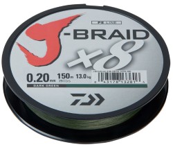 Леска плетеная Daiwa J-Braid X8 150м 0,20мм зеленая