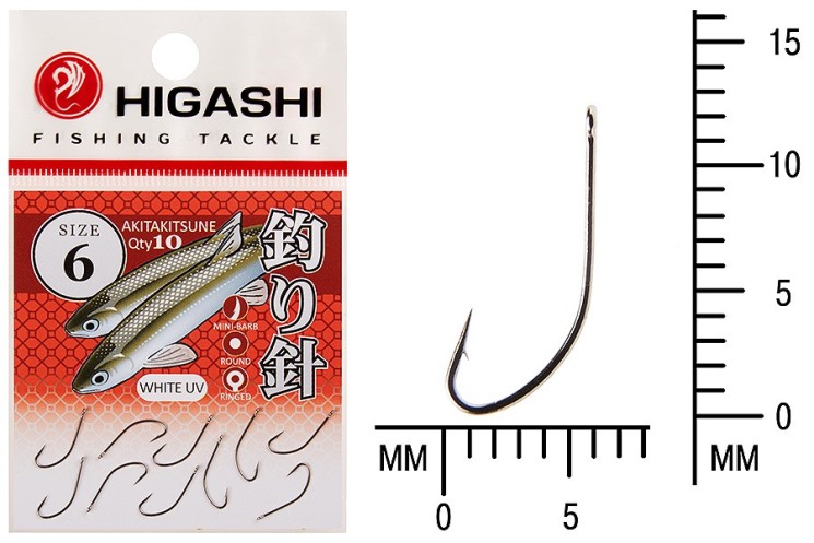 Крючок Higashi Akitakitsune ringed №6 White UV (10 шт)