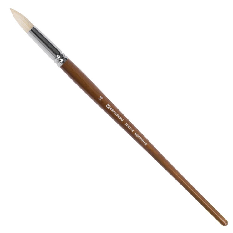 Кисть художественная Brauberg Art Classic щетина, круглая, № 14, длинная ручка 200713