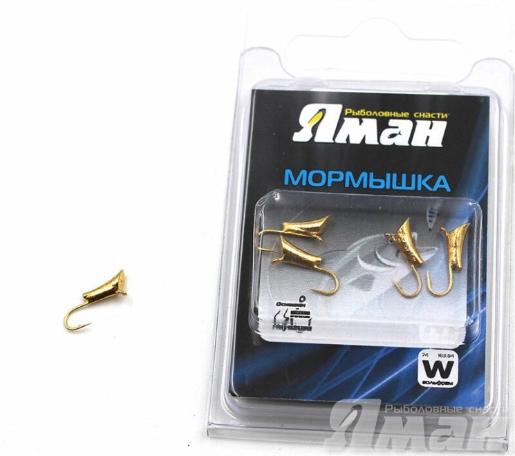 Мормышка вольфрам Яман Blue Fox с ушками, р.5, 1,90 г, цвет золото (5 шт.) Я-МР229