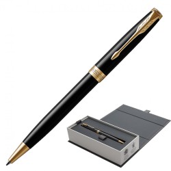 Ручка шариковая Parker "Sonnet Core Lacquer Black GT", черный глянцевый лак, позолоч. детали, 142339