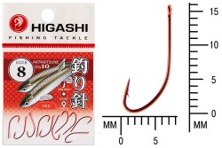 Крючок Higashi Akitakitsune ringed №8 Red (10 шт)