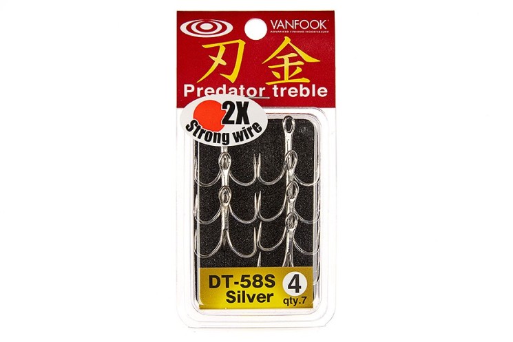 Крючок тройник Vanfook DT-58 №1 Silver (4 шт)
