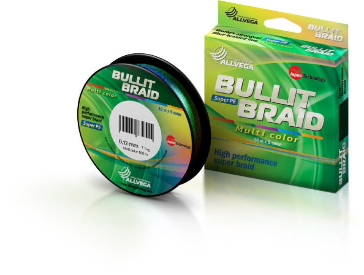Леска плетеная Allvega Bullit Braid Multi Color 150м 0,12мм (7,1кг) мультиколор
