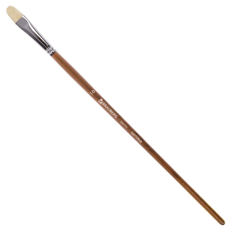 Кисть художественная Brauberg Art Classic щетина, овальная, № 10, длинная ручка 200731