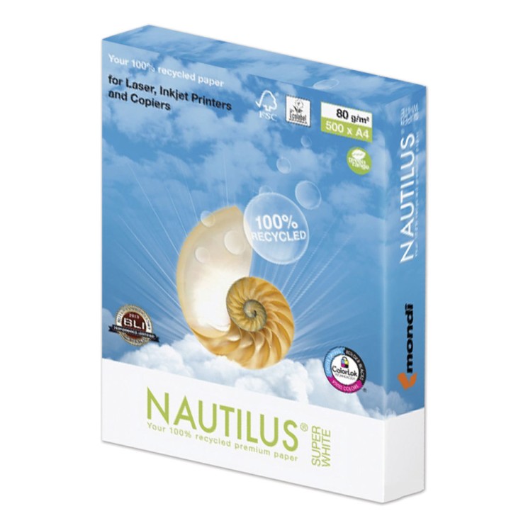 Бумага для офисной техники Nautilus Super White Recycled А4, 80 г/м2, 500 листов