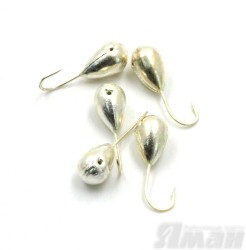 Мормышка Яман капля с отв., цвет Silver Plated, d 5 (5 шт.) Я-МР50