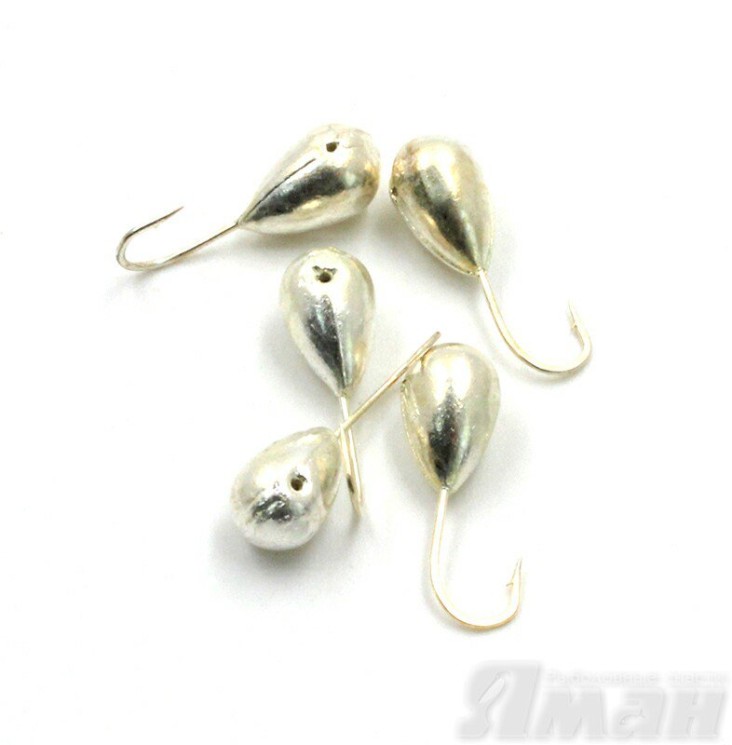 Мормышка Яман капля с отв., цвет Silver Plated, d 5 (5 шт.) Я-МР50