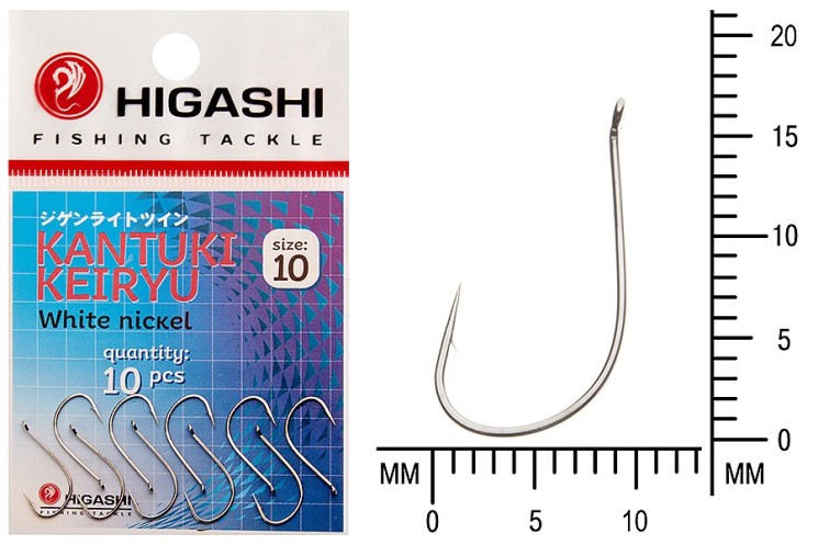Крючок Higashi Kantuki Keiryu №10 White Nickel (10 шт)