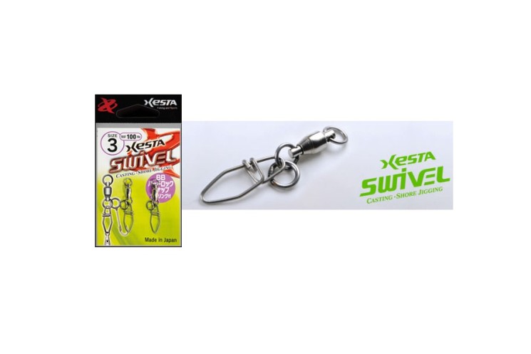 Карабин с вертлюгом Xesta BB Hard Lock Snap+Ring, р. 3, цв. S, до 45,3 кг 2 шт