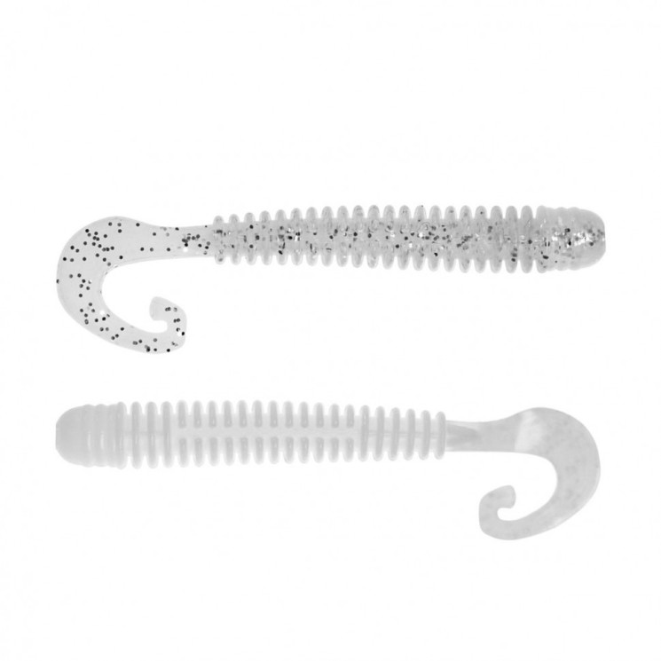 Твистер Helios Credo Long Body 2,95"/7,5 см, цвет White & Sparkles 12 шт HS-9-002