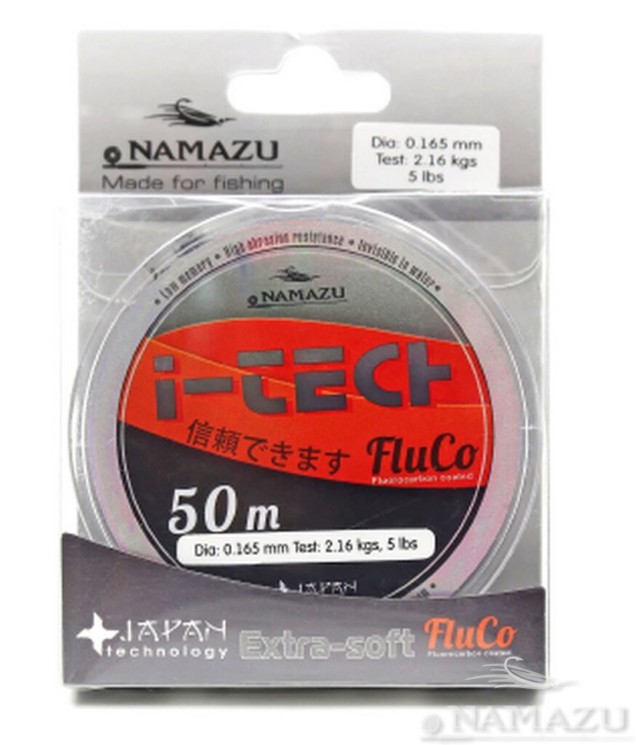 Леска Namazu I-Tech Fluco, 50 м, 0,181 мм, до 2,59 кг, прозрачная NIT50-0,181