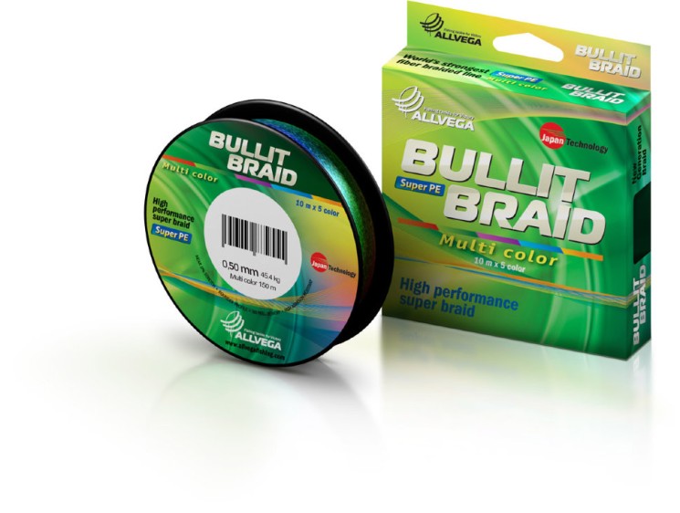Леска плетеная Allvega Bullit Braid Multi Color 150м 0,50мм (45,4кг) мультиколор