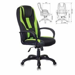 Кресло компьютерное Бюрократ Viking-9/BL+SD экокожа/ткань, черно-зеленое
