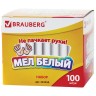 Мел белый круглый Brauberg Антипыль 100 шт 223550