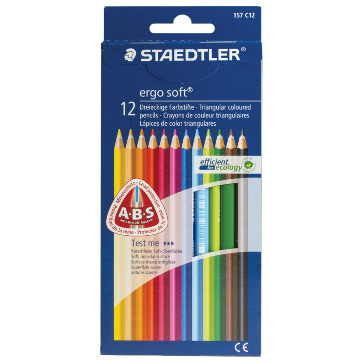 Карандаши цветные трехгранные Staedtler Премиум Ergosoft 12 цветов в коробке 157 C12