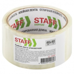 Скотч 48 мм x 40 м прозрачный 40 мкм Staff 440087 цена за 18 шт