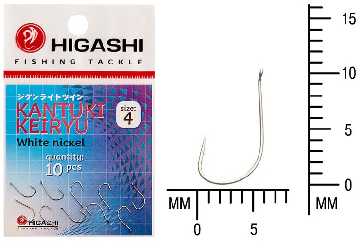 Крючок Higashi Kantuki Keiryu №4 White Nickel (10 шт)