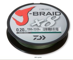 Леска плетеная Daiwa J-Braid X8 300м 0,10мм (6кг) темно-зеленая