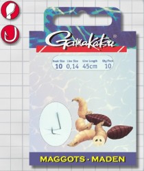 Поводок Gamakatsu BKS-1010B Maggots D0,10 мм, 45 см, крючок №16, 10 шт, 140123-01600-010