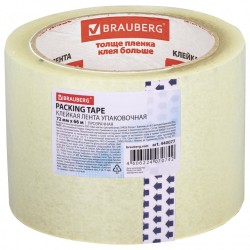 Скотч 72 мм х 66 м прозрачный 45 мкм Brauberg 440077 цена за 6 шт