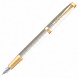 Ручка перьевая Parker "IM Premium Pearl GT", жемчужный лак, позолоченные детали, синяя, 143856