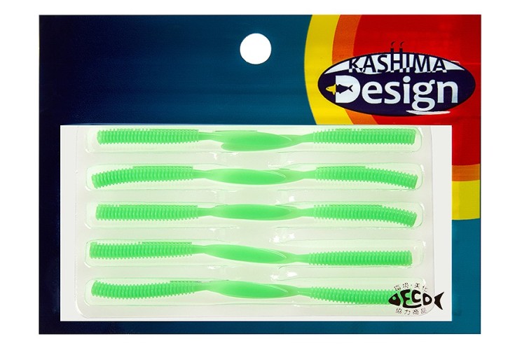 Слаг Kahara Aji Leech 1.9" цвет Light Green Luminous, 10 шт