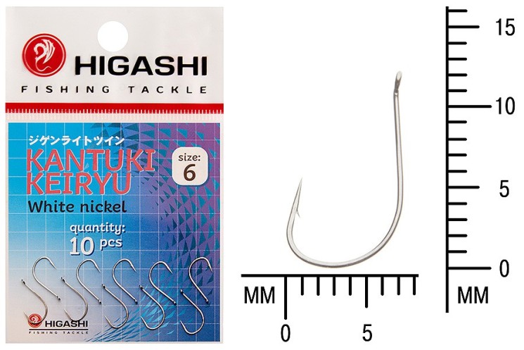 Крючок Higashi Kantuki Keiryu №6 White Nickel (10 шт)