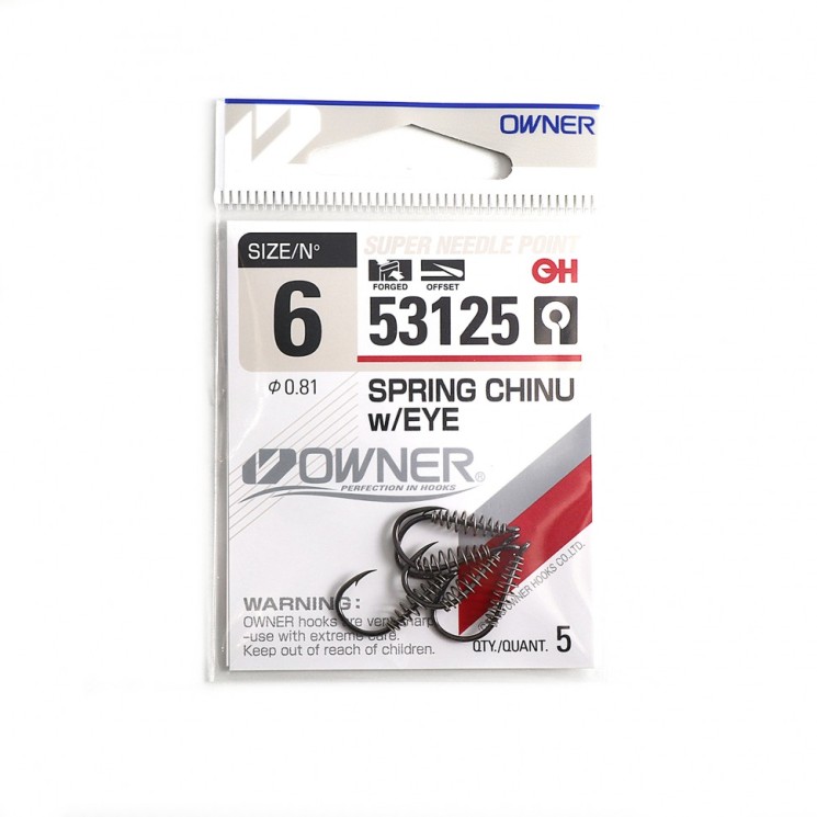 Крючок Owner Spring Chinu w/Eye BC №6 (5 шт)