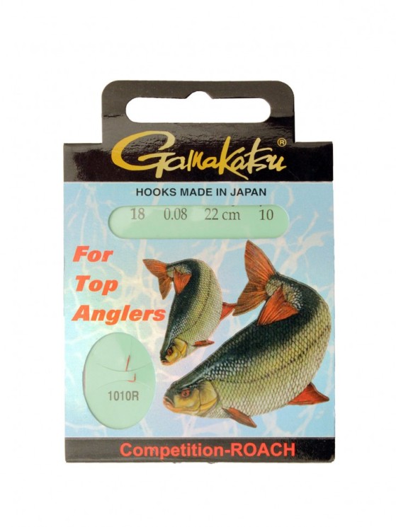 Поводок Gamakatsu BKS-1010R Roach D0,08 мм, 22 см Comp крючок №18, 10 шт, 140204-01800-008
