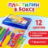 Пластилин в боксе Юнландик в Зоопарке 12 цветов 130 г скалка, стек, 7 форм 105863