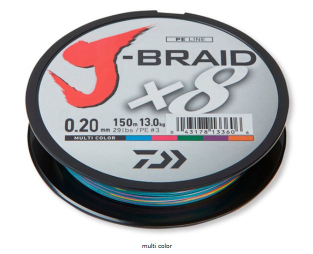 Леска плетеная Daiwa J-Braid X8 300м 0,28мм (26,5кг) мультиколор