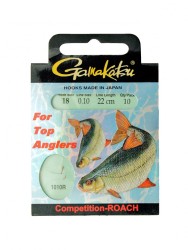 Поводок Gamakatsu BKS-1010R Roach D0,10 мм, 22 см Comp крючок №18, 10 шт, 140204-01800-010