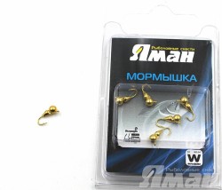 Мормышка вольфрам Яман Капля+шар с ушками, р.5, 0,90 г, цвет золото (5 шт.) Я-МР342