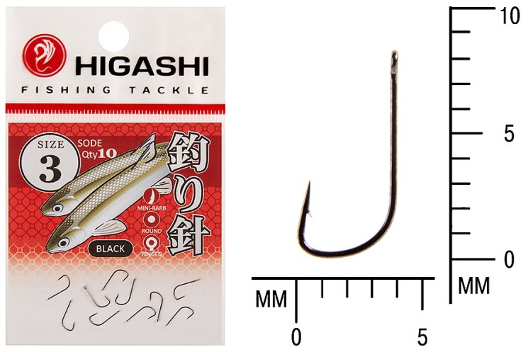 Крючок Higashi Sode ringed №3 Black (10 шт)