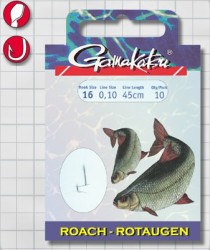 Поводок Gamakatsu BKS-1050N Roach D0,10 мм, 45 см, крючок №14, 10 шт, 140113-01400-010