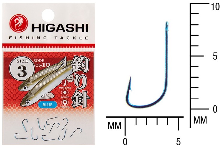 Крючок Higashi Sode ringed №3 Blue (10 шт)