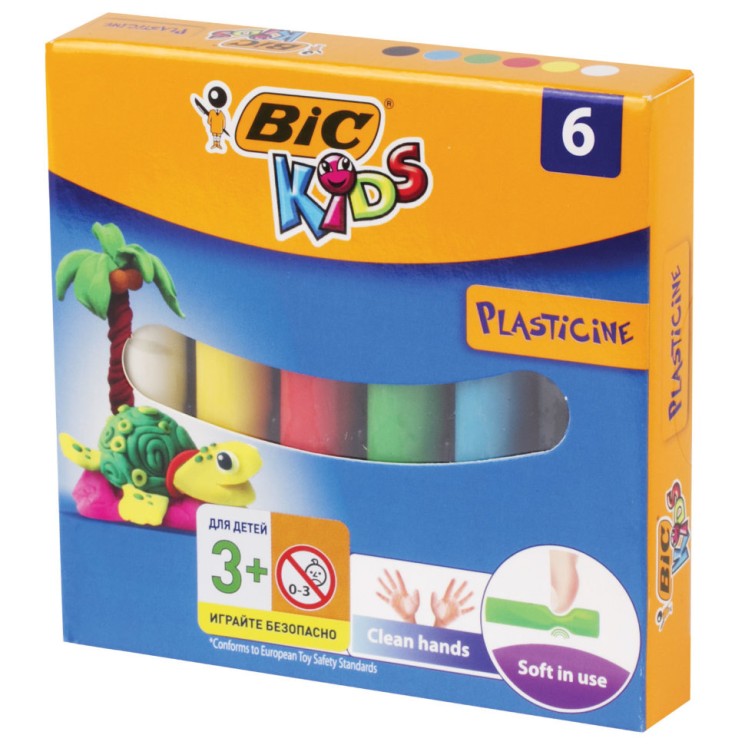 Пластилин мягкий BIC Kids 6 цветов 60 г 947712