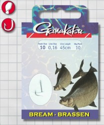Поводок Gamakatsu BKS-1310N Bream D0,10 мм, 45 см, крючок №16, 10 шт, 140115-01600-010