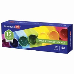 Гуашь художественная Brauberg Art Classic 12 цветов по 40 мл 191586