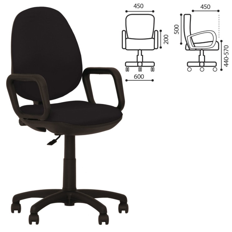 Кресло оператора Nowy Styl Comfort GTP ткань, черное ZT-25