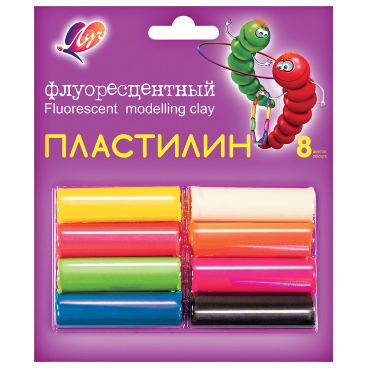 Пластилин флуоресцентный Луч Флюрисветики 8 цветов 105 г 12С 765-08