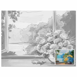 Холст на картоне с контуром Brauberg Art Classic Букет 30х40см, грунт, хлопок 191540